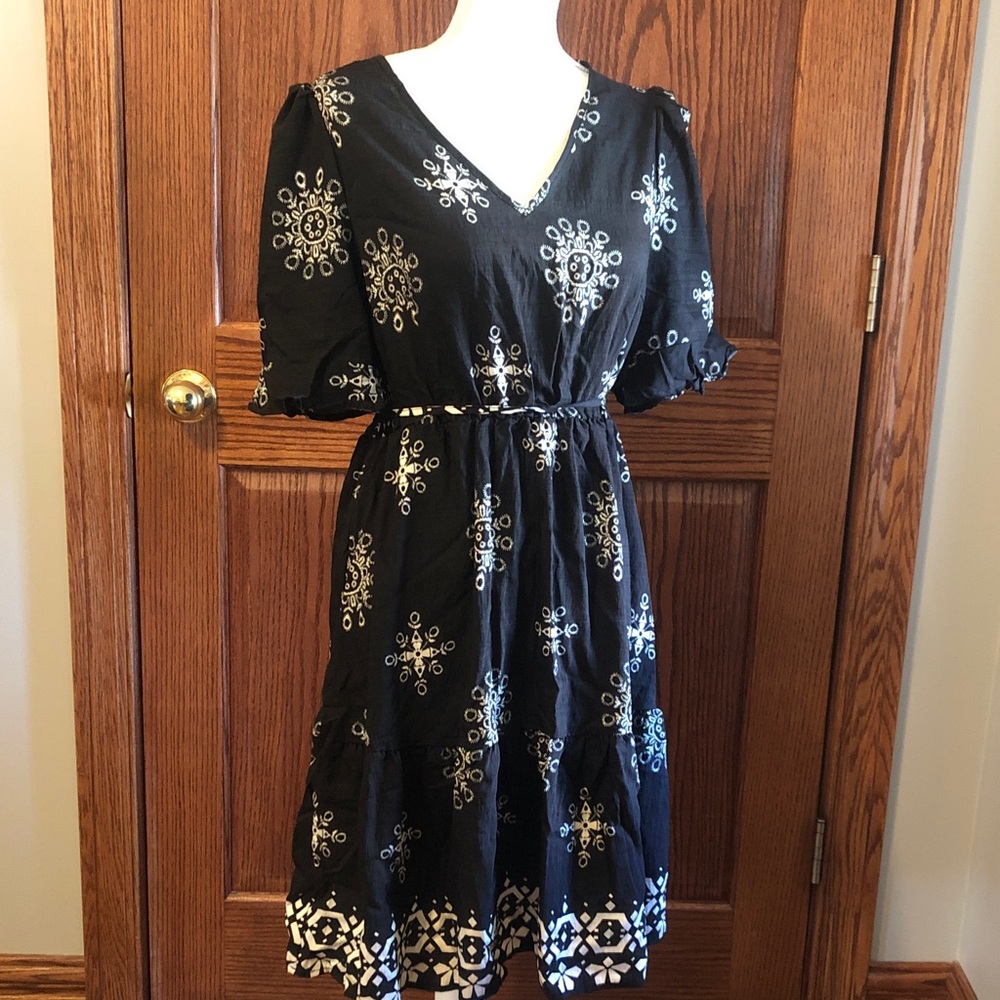 Elegant Black and White Floral Dress